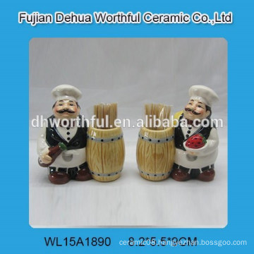 High quality ceramic toothpick holder in chef shape